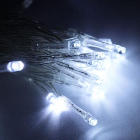 Świąteczna dekoracja - Lampki LED 50 sztuk, kolor zimny biały, na baterie, do użytku wewnętrznego