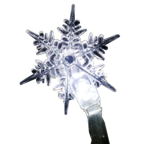 Świąteczne Lampki Choinkowe 20 LED w Kształcie Śnieżynki, Kolor Biały, Zasilanie Sieciowe
