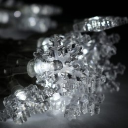 Świąteczne Lampki Choinkowe LED Śnieżynki - Białe, Zasilanie Sieciowe, 20 szt.