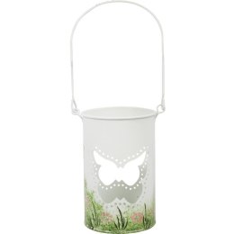 Świecznik Tealight Motylkowy Lampion - Biały z Uchwytem do Zawieszenia