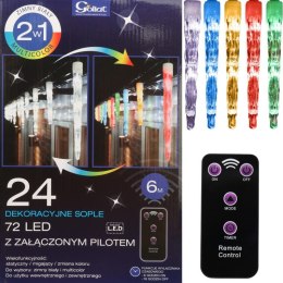 Świetlne Sople Dekoracyjne z Pilotem, 24 szt, Zmiana Kolorów (2 w 1), Zasilanie Sieciowe, Wielofunkcyjne, Zegar Czasowy, Do Użyt