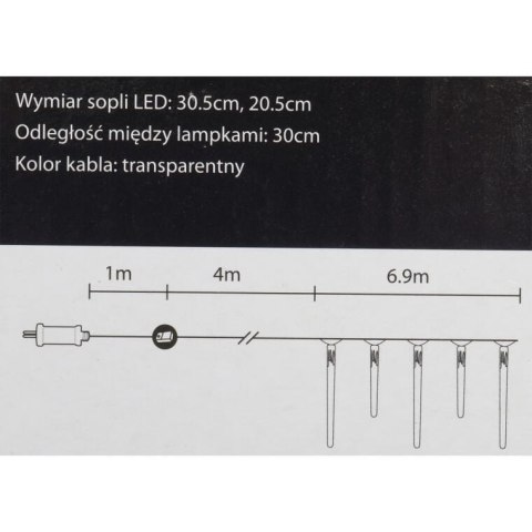 Świetlne Sople Dekoracyjne z Pilotem, 24 szt, Zmiana Kolorów (2 w 1), Zasilanie Sieciowe, Wielofunkcyjne, Zegar Czasowy, Do Użyt