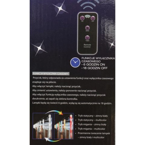 Świetlne Sople Dekoracyjne z Pilotem, 24 szt, Zmiana Kolorów (2 w 1), Zasilanie Sieciowe, Wielofunkcyjne, Zegar Czasowy, Do Użyt