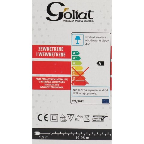 Sznur Zewnętrznych Lamp Choinkowych LED 400szt. Multikolor 19,95m IP44