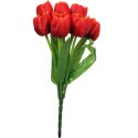 Sztuczne Tulipany Czerwone - 9szt, Wysokość 38cm, Bukiet Dekoracyjny
