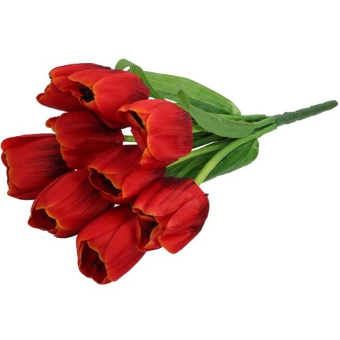 Sztuczne Tulipany Czerwone - 9szt, Wysokość 38cm, Bukiet Dekoracyjny