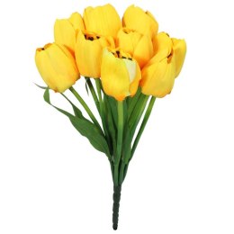 Sztuczne Tulipany Żółte, Bukiet 9 Sztuk, Wysokiej Jakości, Wysokość 38 cm
