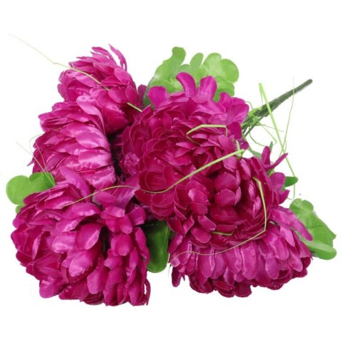 Sztuczny Bukiet 7 Fioletowych Chryzantem z Trawką 40 cm - Dekoracja na Wszystkich Świętych