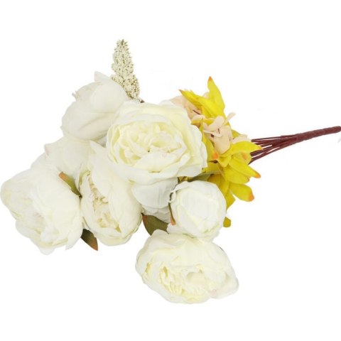 Sztuczny Bukiet Białych Piwonii z Dodatkami - 13 Gałązek, Wysokość 55 cm