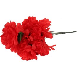 Sztuczny Bukiet Czerwonych Chryzantem - 7 Sztuk, 34cm, Idealny na Wszystkich Świętych