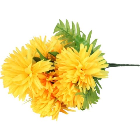 Sztuczny Bukiet Żółtych Chryzantem z Liśćmi Paproci - Dekoracja na Wszystkich Świętych, Wysokość 56 cm