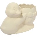 Wielkanocna Dekoracja - Biała Ceramiczna Doniczka w Kształcie Jajka z Kaczuszką