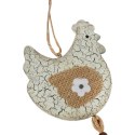 Wielkanocna Kura Zawieszka Drewniana w Odcieniu Brązu z Tasiemkami