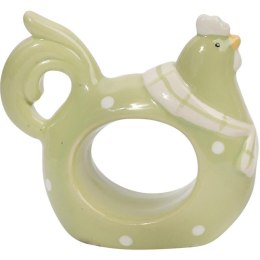 Wielkanocny Serwetnik Ceramiczny w Kształcie Kury Zielony z Białymi Kropkami 8.5cm