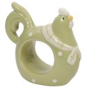 Wielkanocny Serwetnik Ceramiczny w Kształcie Kury Zielony z Białymi Kropkami 8.5cm