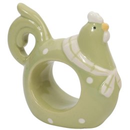 Wielkanocny Serwetnik Ceramiczny w Kształcie Kury Zielony z Białymi Kropkami 8.5cm