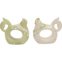 Wielkanocny Serwetnik Ceramiczny w Kształcie Kury Zielony z Białymi Kropkami 8.5cm