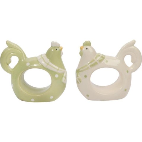 Wielkanocny Serwetnik Ceramiczny w Kształcie Kury Zielony z Białymi Kropkami 8.5cm