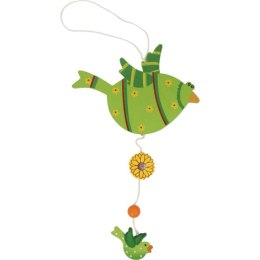 Zawieszka Dekoracyjna - Zielony Ptak z Drewna Wiosenny