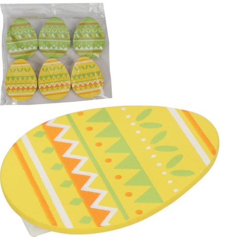 Zestaw 6 Drewnianych Klamerek ozdobionych Jajkami w Kolorze Żółto-Pomarańczowym