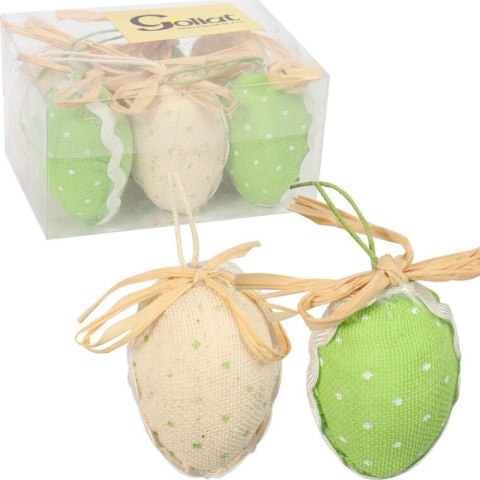 Zestaw 6 Zielono-Białych Jajek w Kropki - Ozdoby Wielkanocne 6 cm