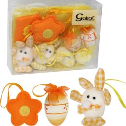 Zestaw Wielkanocnych Zawieszek Dekoracyjnych z Siankiem - Kolor Pomarańczowy