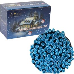 Zewnętrzne Lampki Choinkowe LED 100 szt. Niebieski Kolor światła, Biały Przewód, Kontroler 8 Funkcji, Zasilanie Sieciowe