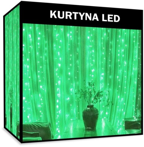 Zielona Dekoracja Świetlna - Sople LED 100 Lamp z Dodatkowym Gniazdem, IP44, Energooszczędna, do Użytku Zewnętrznego