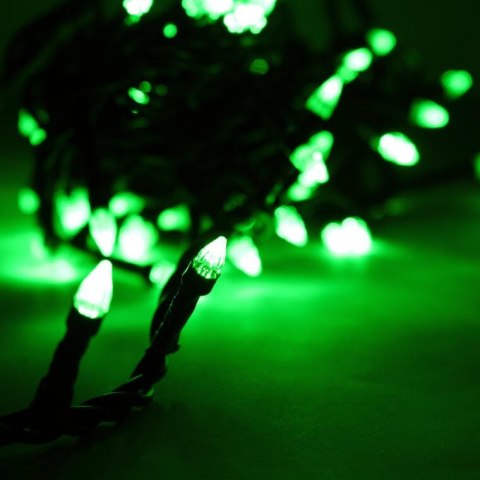 Zielone Lampki Choinkowe LED do Użytku Wewnętrzynego, 100 sztuk, Odporna na Przepalenie Jednej Diody, Zasilanie Sieciowe