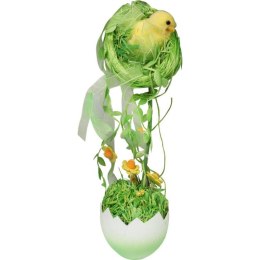 Zielony Dekoracyjny Kurczak na Jajku w Gnieździe - Wysokość 30 cm