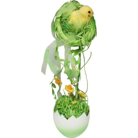 Zielony Dekoracyjny Kurczak na Jajku w Gnieździe - Wysokość 30 cm