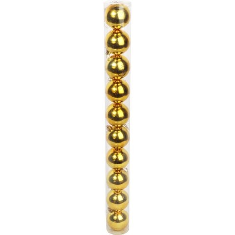 Złote Bombki Bożonarodzeniowe w Tubie - Komplet 10 sztuk, Wykonane z Plastiku