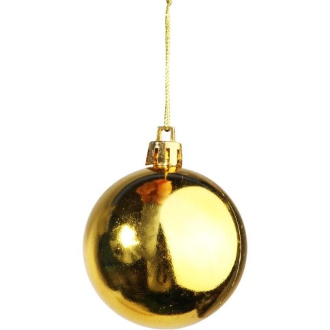 Złote Bombki Bożonarodzeniowe w Tubie - Komplet 10 sztuk, Wykonane z Plastiku