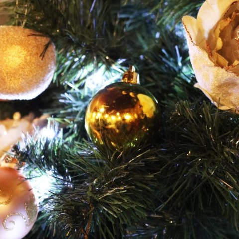 Złote Bombki Bożonarodzeniowe w Tubie - Komplet 10 sztuk, Wykonane z Plastiku