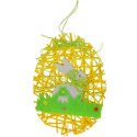 Żółte Jajko Wielkanocne z Rafii - Zawieszka Dekoracyjna 20x15 cm