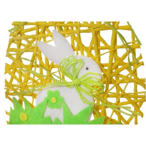Żółte Jajko Wielkanocne z Rafii - Zawieszka Dekoracyjna 20x15 cm