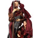 Bordowo-szara figurka Świętej Rodziny z tkaniny lnianej 25cm - Ozdoba bożonarodzeniowa