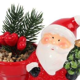 Ceramiczna ozdoba świąteczna Mikołaj z sukulentem II