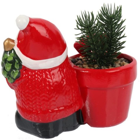 Ceramiczna ozdoba świąteczna Mikołaj z sukulentem II