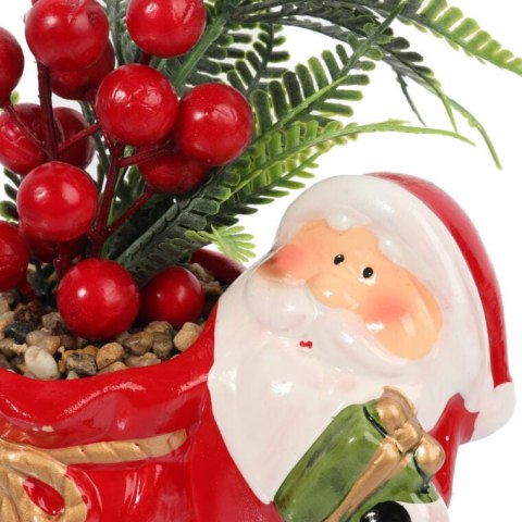 Ceramiczna ozdoba świąteczna Mikołaj z sukulentem