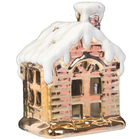 Ceramiczny świąteczny lampion na tealight domek 9 cm