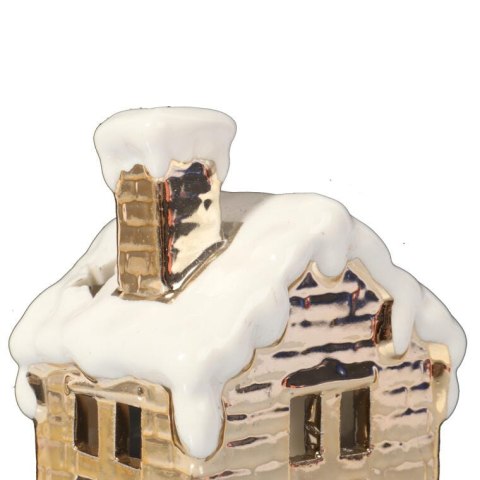 Ceramiczny świąteczny lampion na tealight domek 9 cm