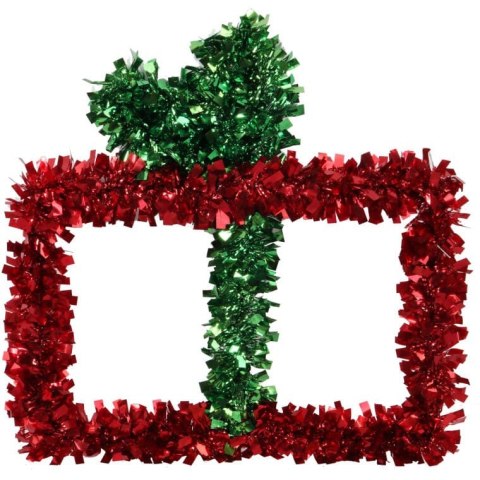 Czerwona, Błyszcząca Dekoracja Świąteczna - Zawieszka w Kształcie Prezentu o Wysokości 34 cm