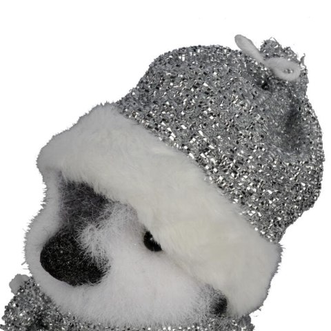 DEKORACJA ŚWIĄTECZNA PINGWIN NA NARTACH szary 28 cm