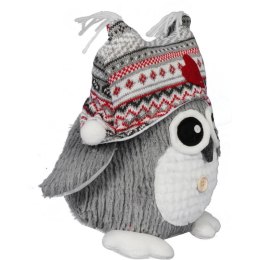 DEKORACJA ŚWIĄTECZNA SOWA STOPER DO DRZWI szara 30 cm