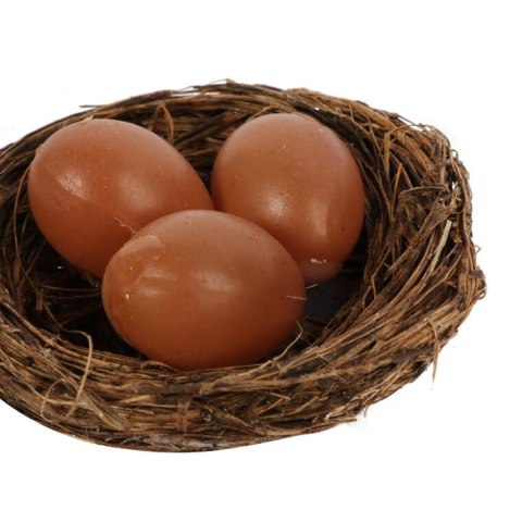 Dekoracja Wielkanocna Trzy Brązowe Jajka w Gnieździe 6 cm