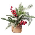 Dekoracja świąteczna stroik choinka w jucie z jarzębiną 34 cm