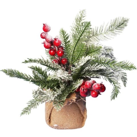 Dekoracja świąteczna stroik choinka w jucie z jarzębiną 34 cm