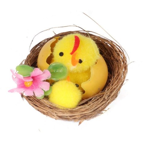 Dekoracyjne Gniazdo z Kurczakiem i Pisklęciem - Wielkanocna Ozdoba 1szt
