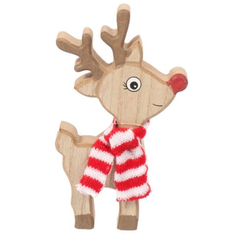 Drewniana Figurka Świątecznego Renifera w Szaliku 15 cm